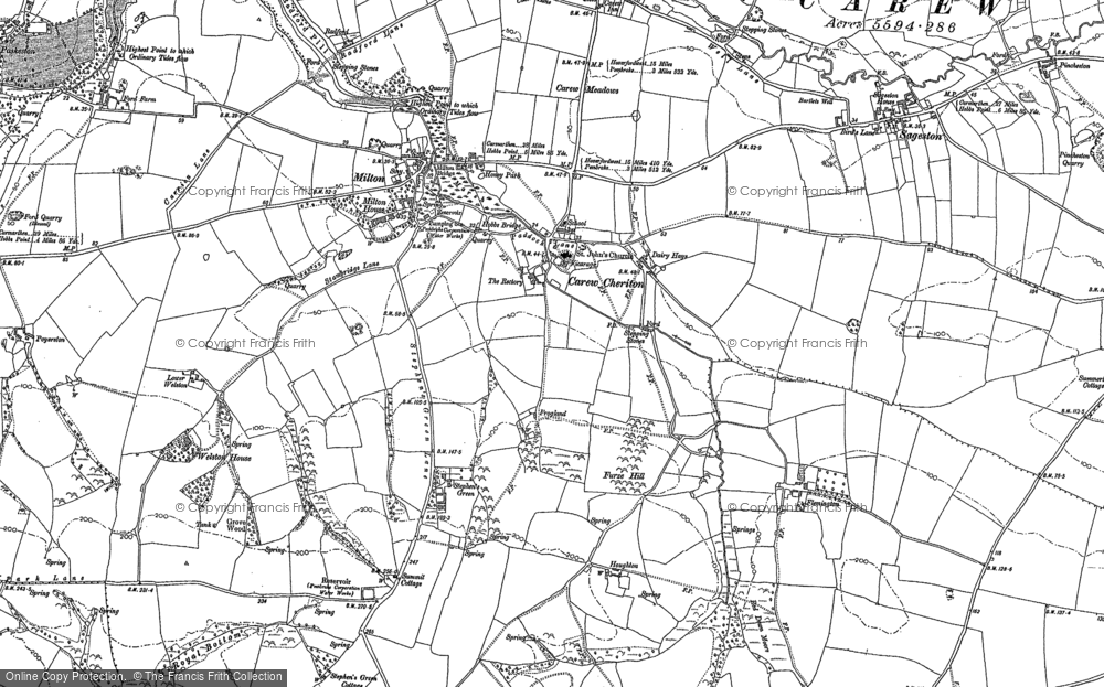 Old Map of Carew Cheriton, 1906 in 1906