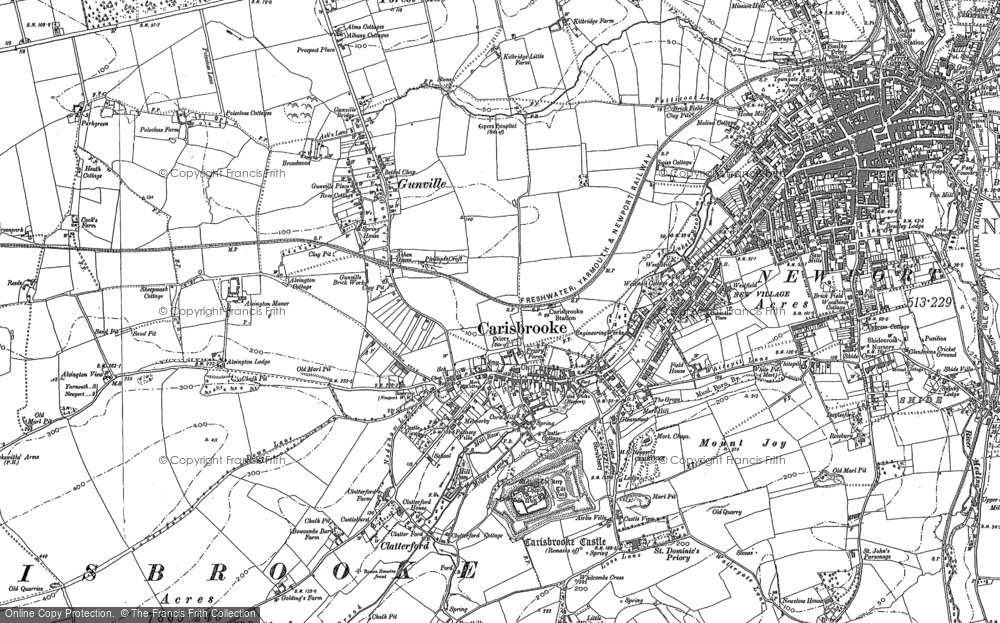 Old Map of Carisbrooke, 1896 - 1907 in 1896