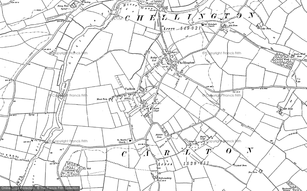 Old Map of Historic Map covering Chellington in 1882