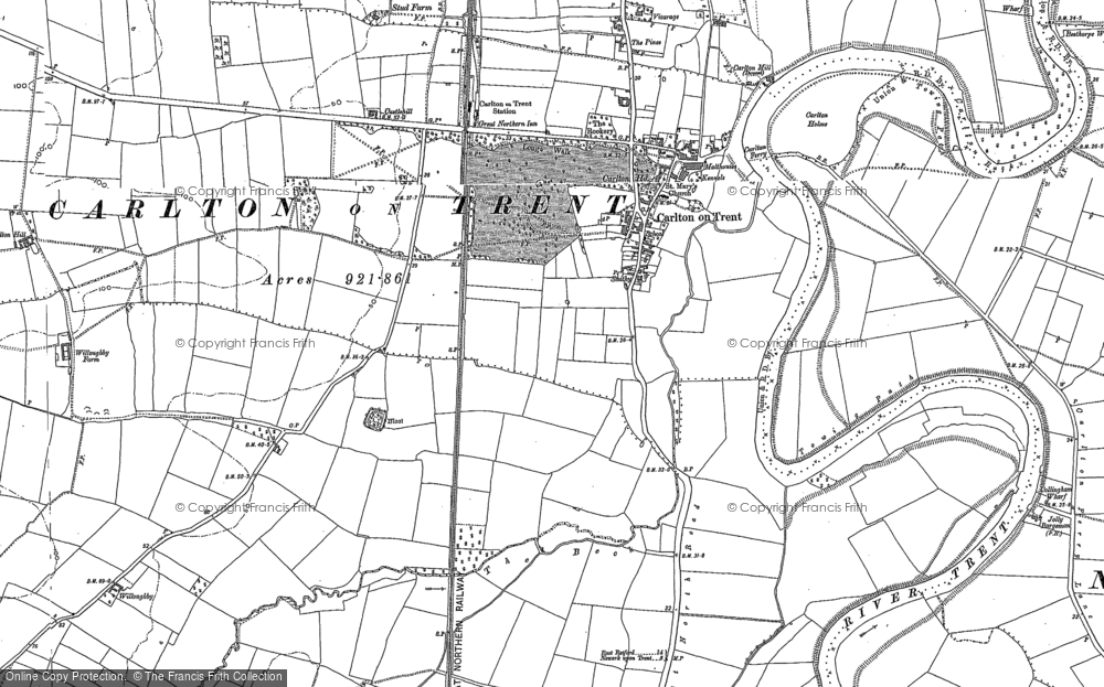 Old Map of Carlton-on-Trent, 1884 in 1884
