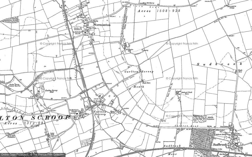 Old Map of Carlton Scroop, 1887 in 1887