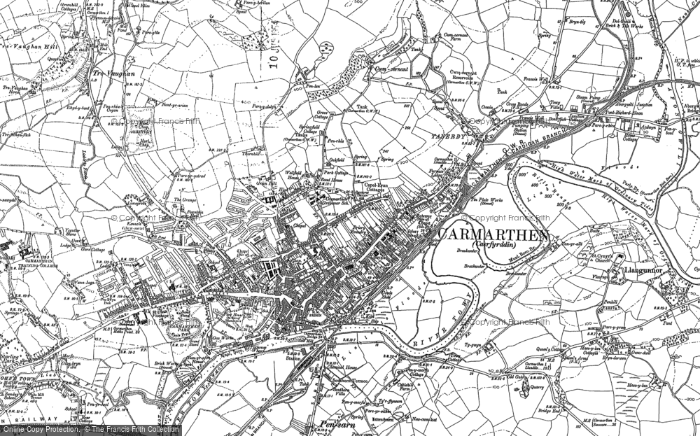 Old Map of Carmarthen, 1886 in 1886