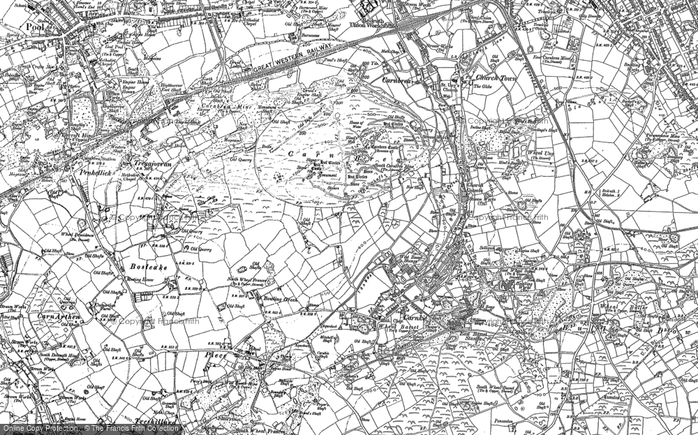 Old Map of Carn Brea, 1878 - 1879 in 1878