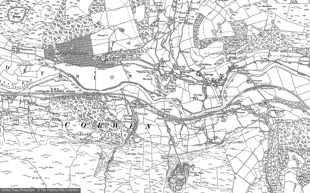 Old Map of Historic Map covering Bonwm in 1899