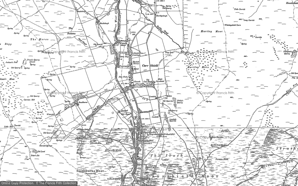Old Map of Historic Map covering Coalcleugh in 1895