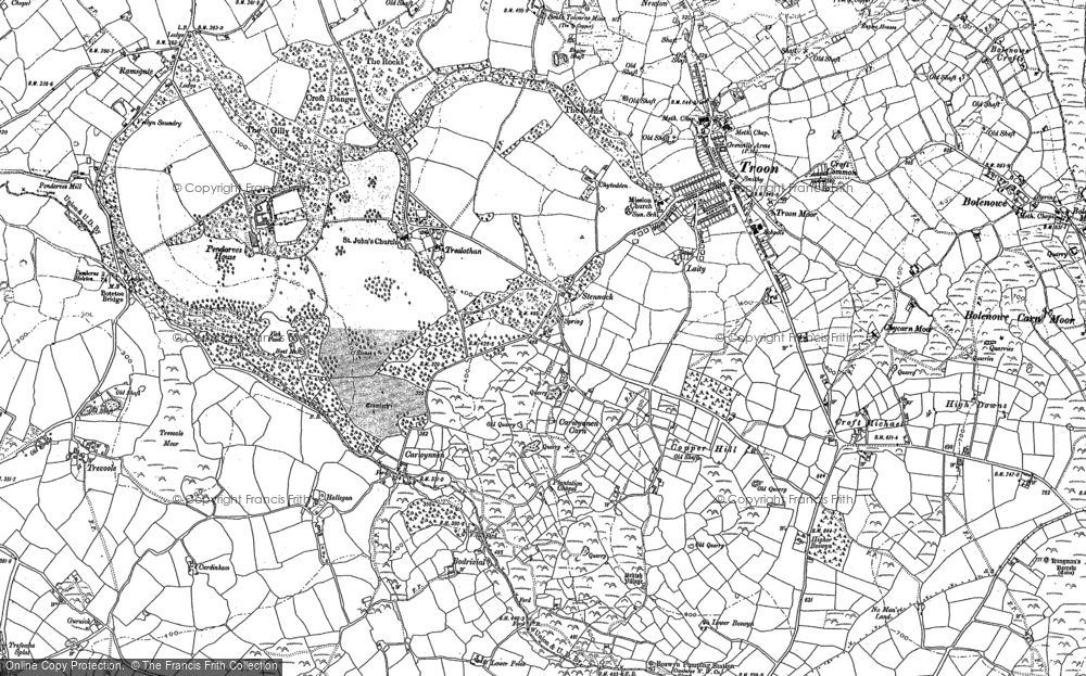 Old Map of Historic Map covering Stennack in 1877