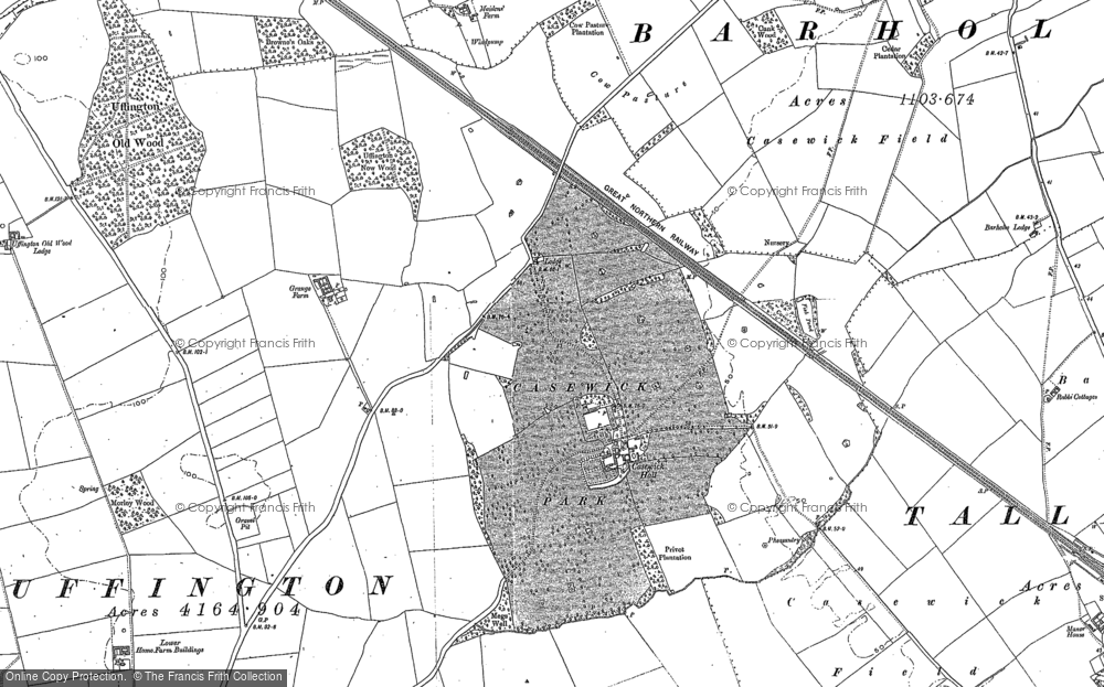 Old Map of Casewick Hall, 1886 - 1903 in 1886