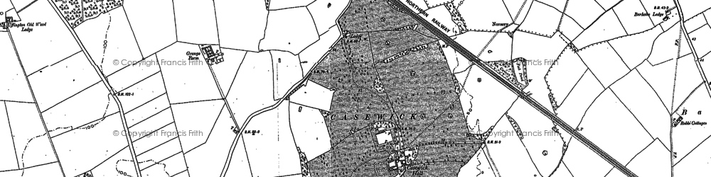 Old map of Casewick Hall in 1886