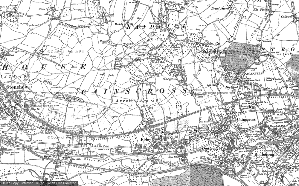 Old Map of Cashes Green, 1882 in 1882