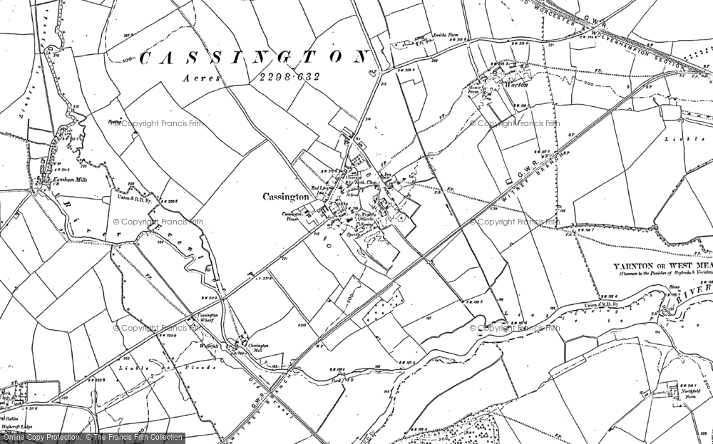 Old Map of Cassington, 1911 in 1911