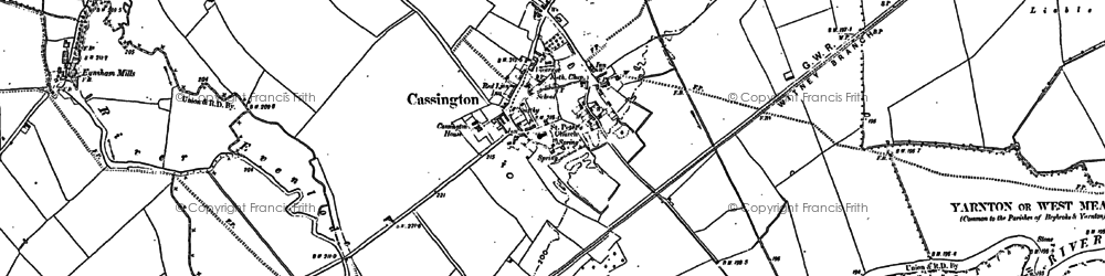 Old map of Cassington in 1911