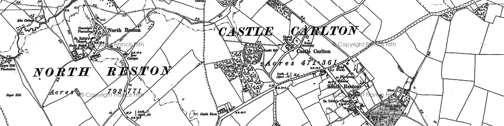 Old map of Castle Carlton in 1887