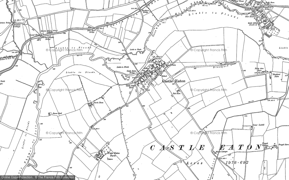 Old Map of Castle Eaton, 1898 - 1901 in 1898