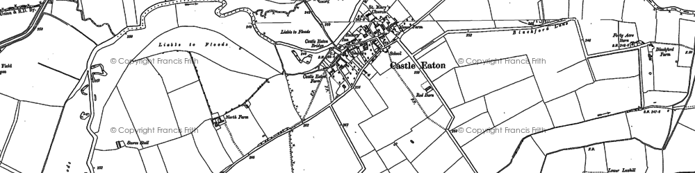 Old map of Castle Eaton in 1898