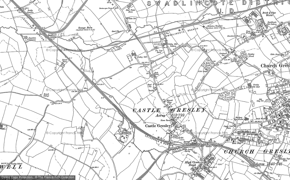 Old Map of Castle Gresley, 1900 - 1901 in 1900