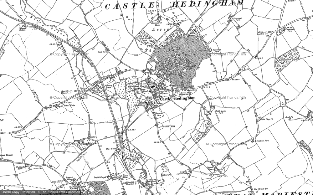 Old Map of Castle Hedingham, 1896 in 1896