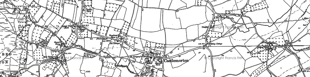 Old map of Little Welland in 1910