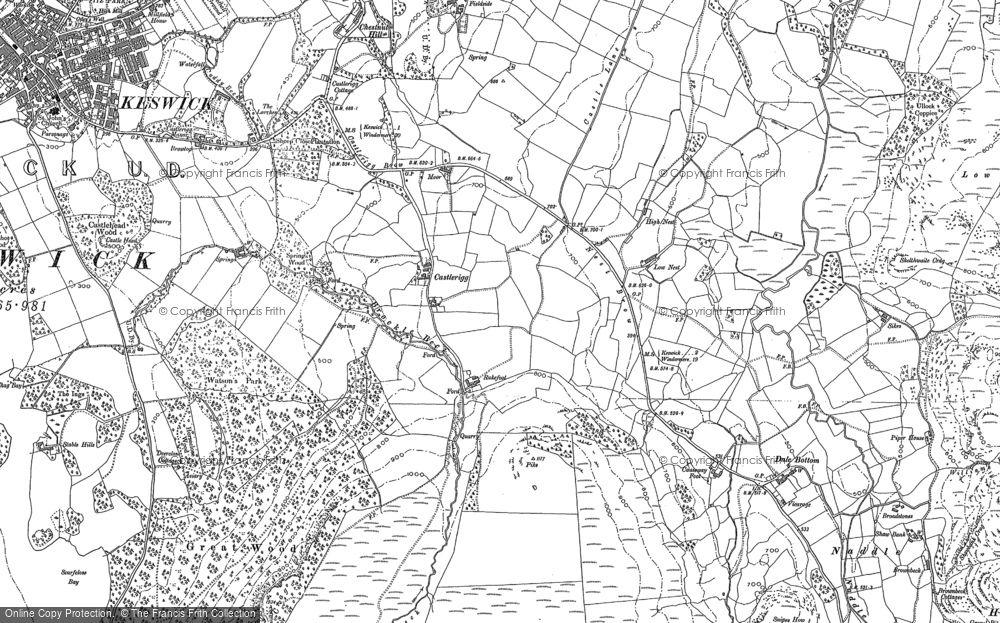Old Map of Historic Map covering Brockle Beck in 1898