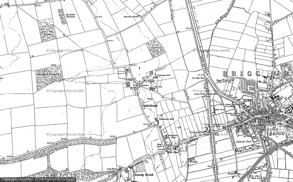 Old Map of Historic Map covering Broughton Lane Plantation in 1886