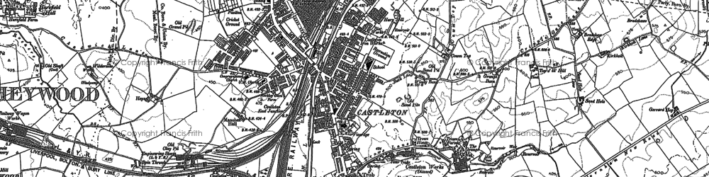 Old map of Kirkholt in 1890