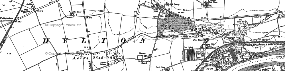 Old map of Hylton Castle in 1895