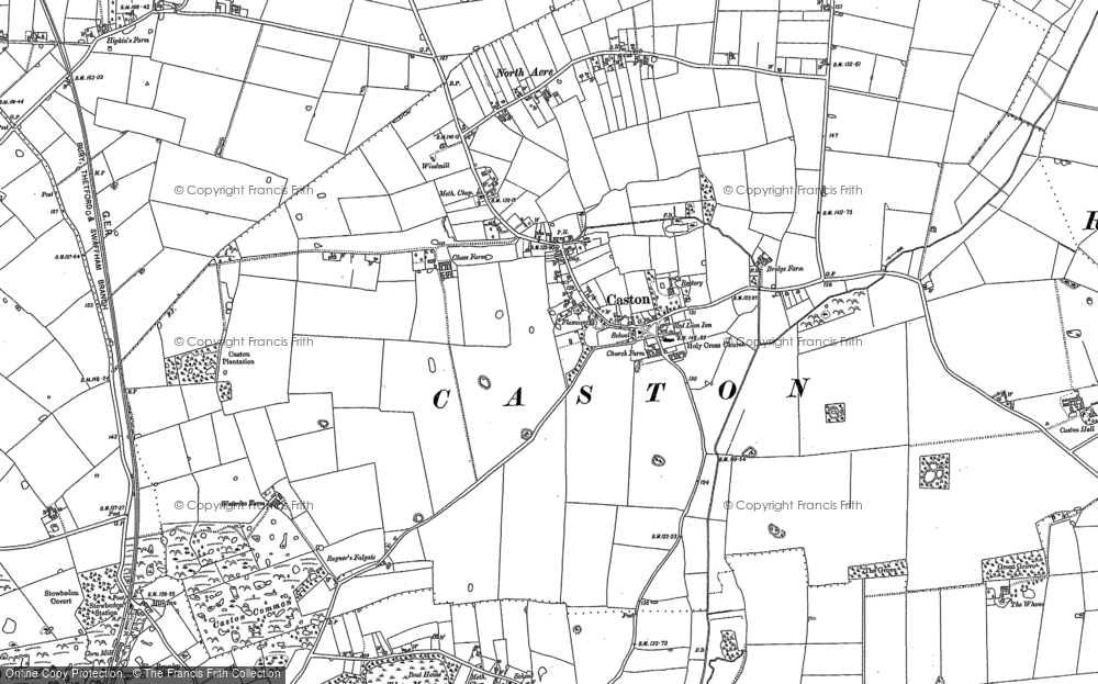 Old Map of Caston, 1882 in 1882