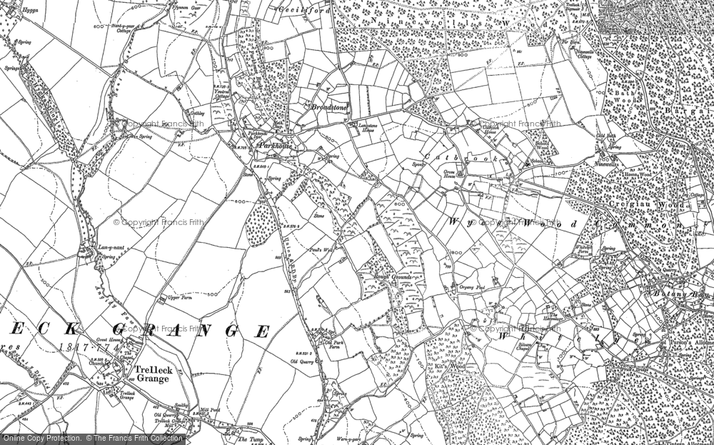 Old Map of Historic Map covering Cleddon in 1900
