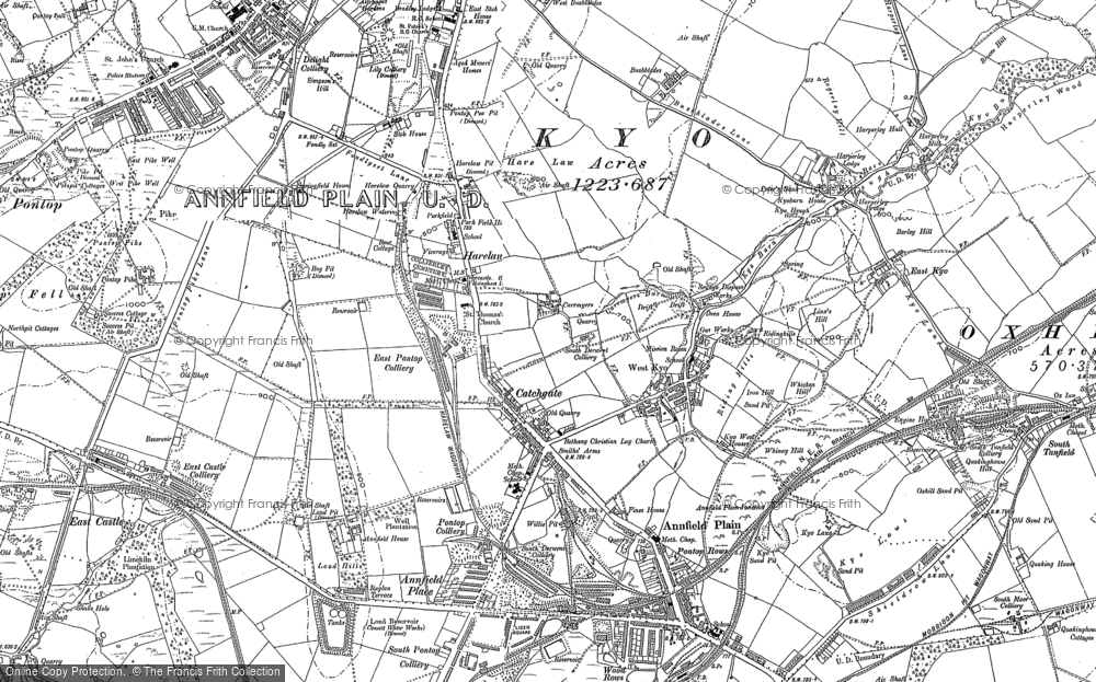 Old Map of Catchgate, 1895 - 1916 in 1895
