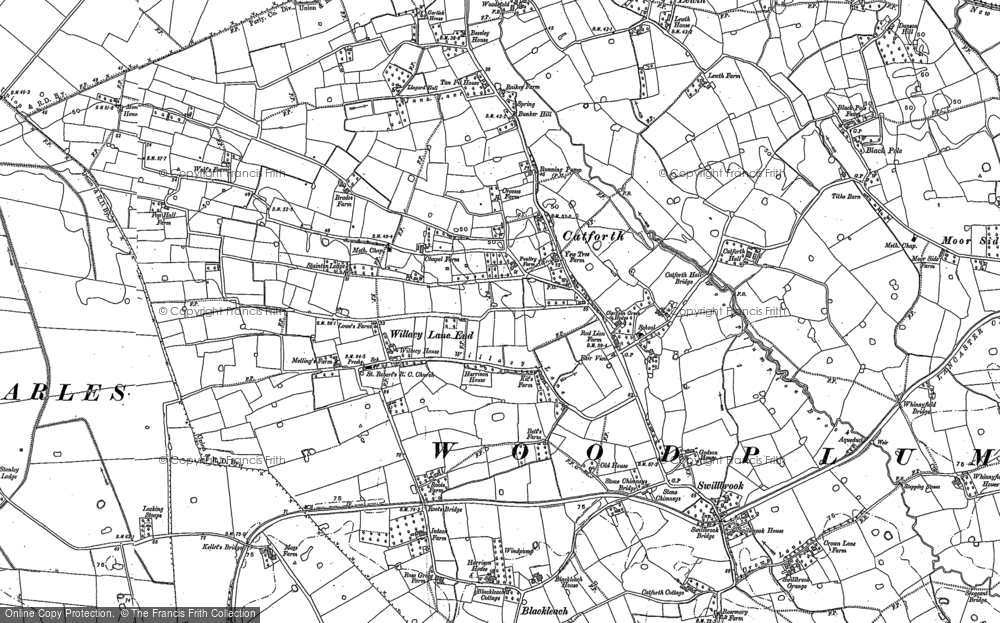 Old Map of Historic Map covering Woodsfold in 1892
