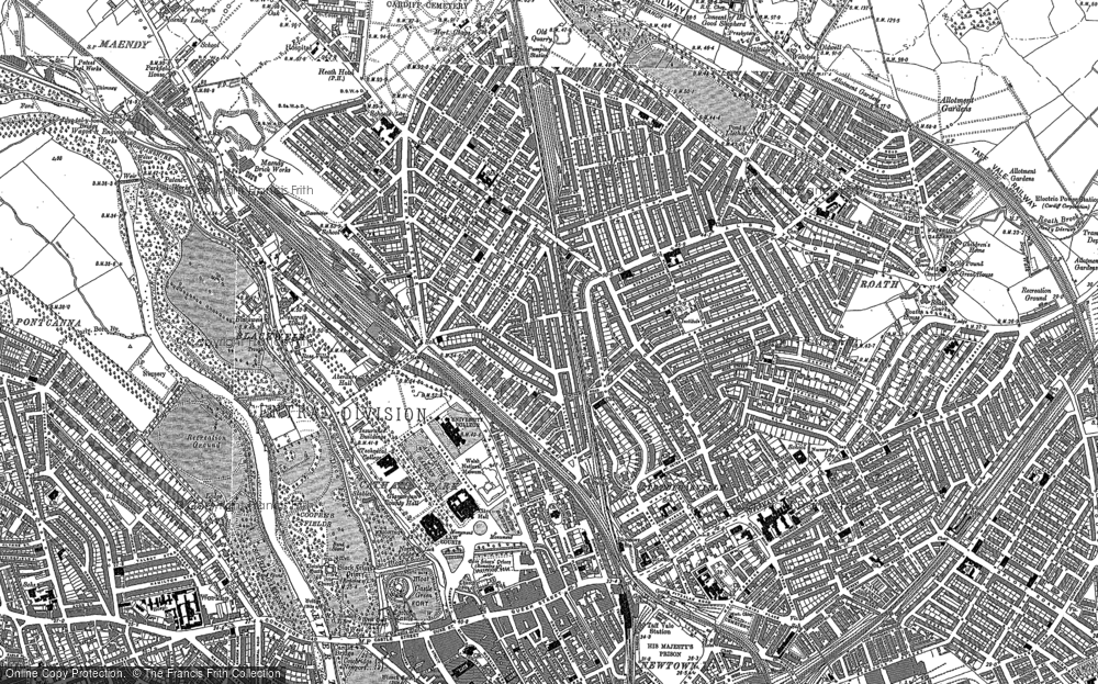 Old Map of Cathays, 1899 - 1916 in 1899