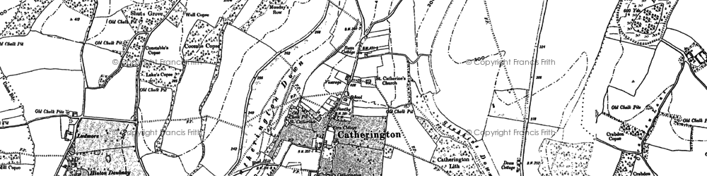 Old map of Broadhalfpenny Down in 1908