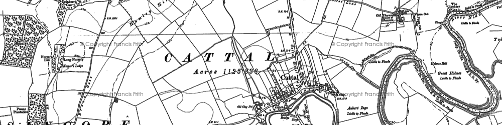 Old map of Cattal in 1892