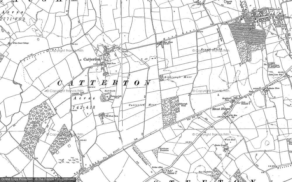 Old Map of Historic Map covering Bilbrough Whin in 1891
