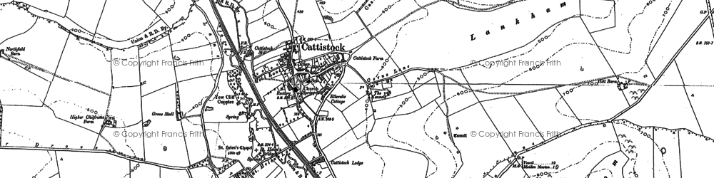 Old map of Cattistock in 1887