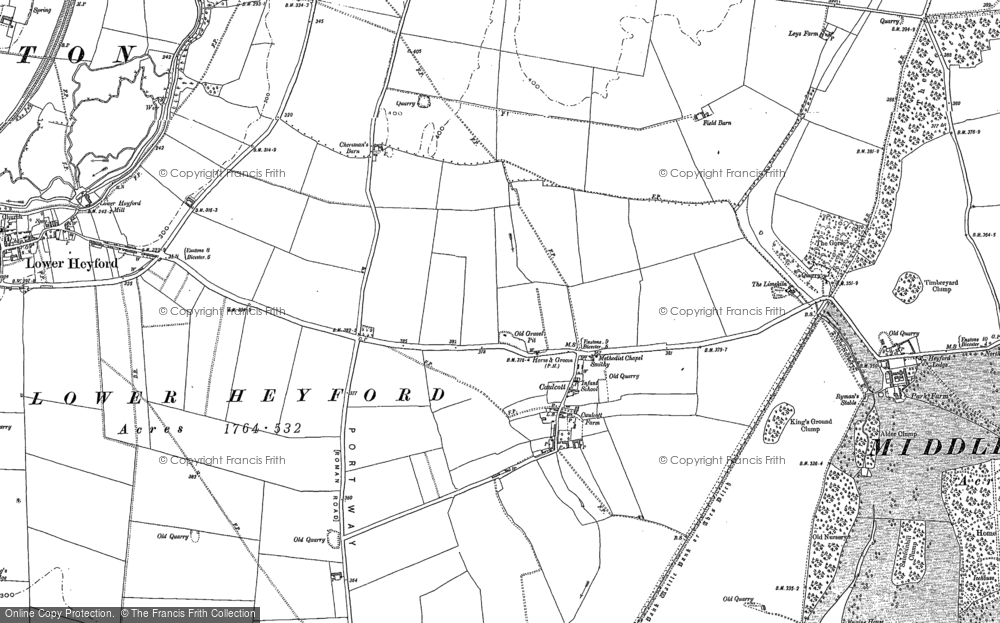 Old Map of Historic Map covering Aves Ditch in 1898