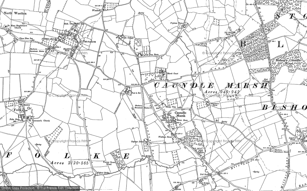 Old Map of Historic Map covering Bishop's Down in 1886
