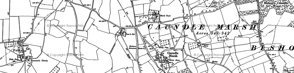 Old map of Caundle Marsh in 1886
