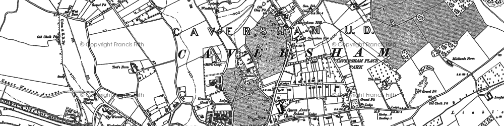 Old map of Lower Caversham in 1910