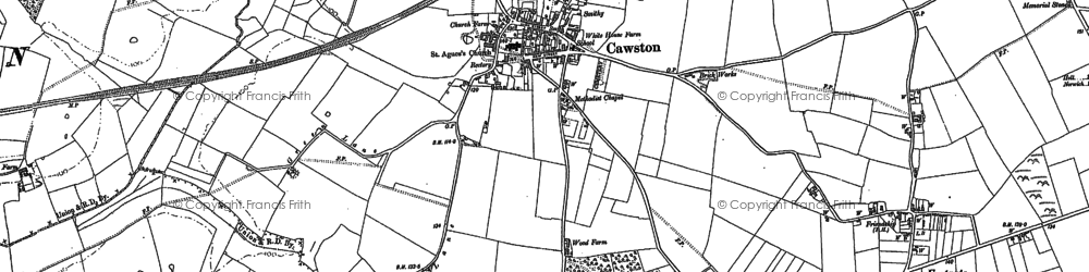 Old map of Cawston in 1885