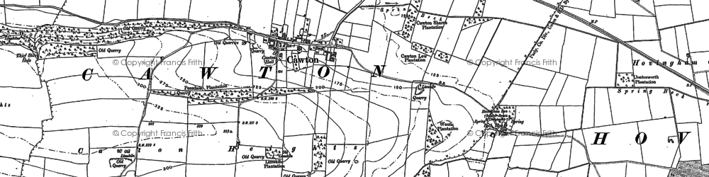 Old map of Cawton in 1889