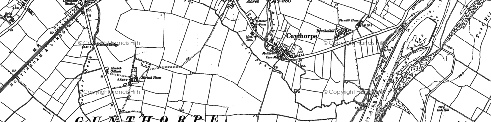 Old map of Caythorpe in 1883