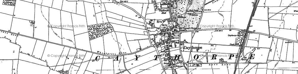 Old map of Caythorpe in 1886