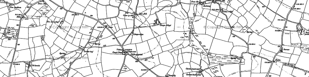 Old map of Afon Tigen in 1887