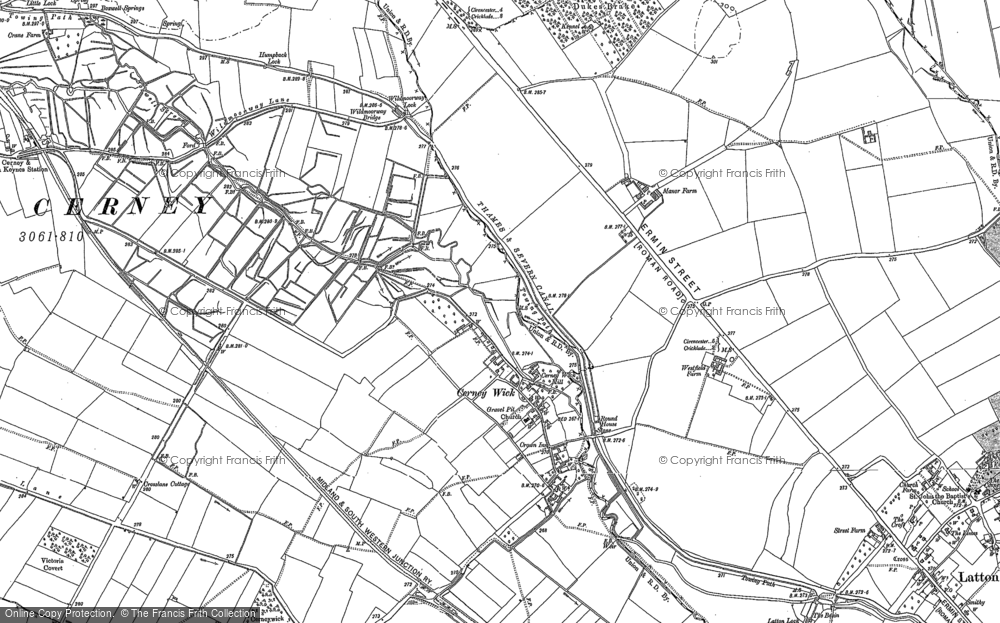 Old Map of Cerney Wick, 1898 - 1920 in 1898