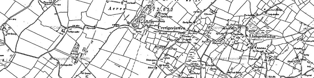 Old map of Afon Gwna in 1887