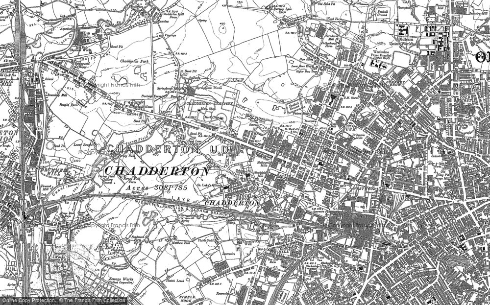 Old Map of Historic Map covering Chadderton Fold in 1891