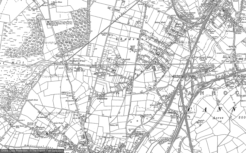 Old Map of Chadsmoor, 1883 in 1883