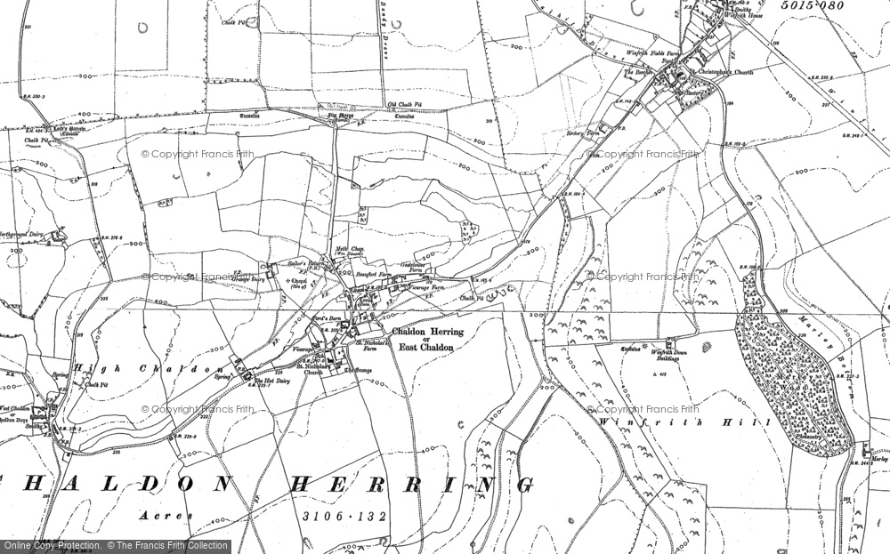 Old Map of Historic Map covering Winfrith Hill in 1886