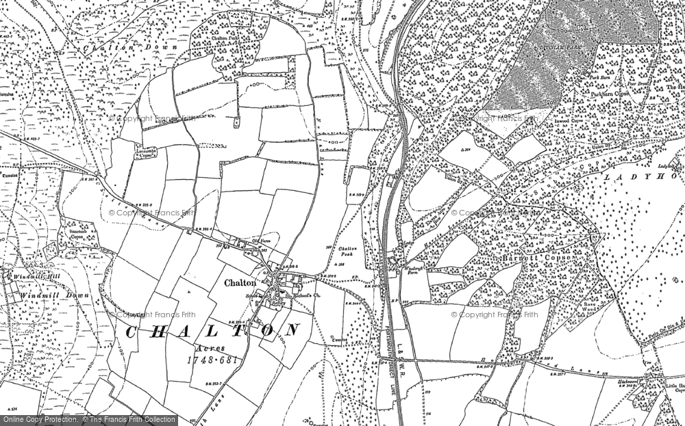 Old Map of Chalton, 1910 in 1910