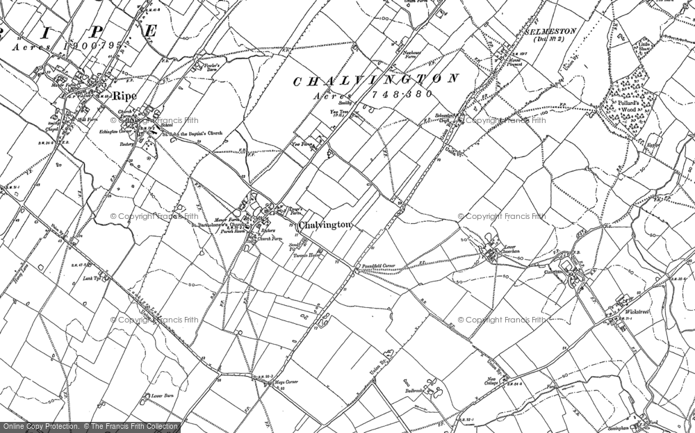 Old Map of Chalvington, 1898 in 1898